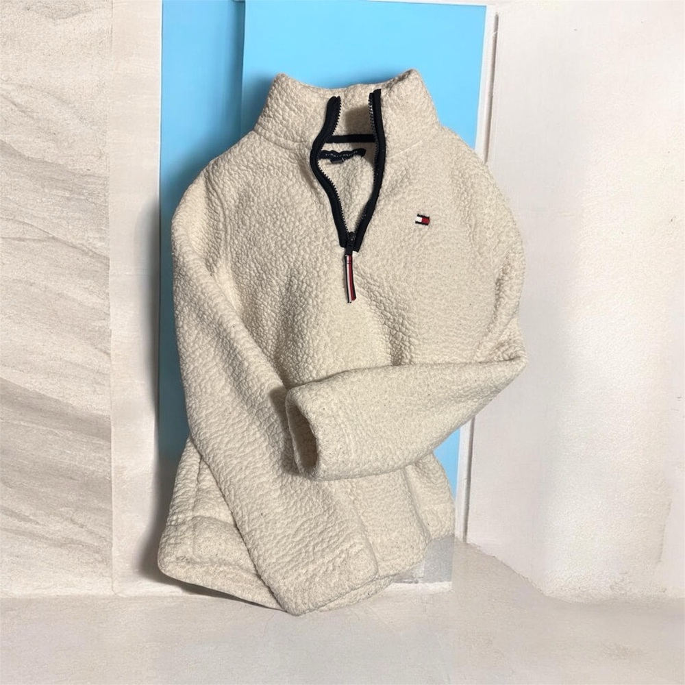 Tommy Hilfiger Cream Zip-Up Sweater